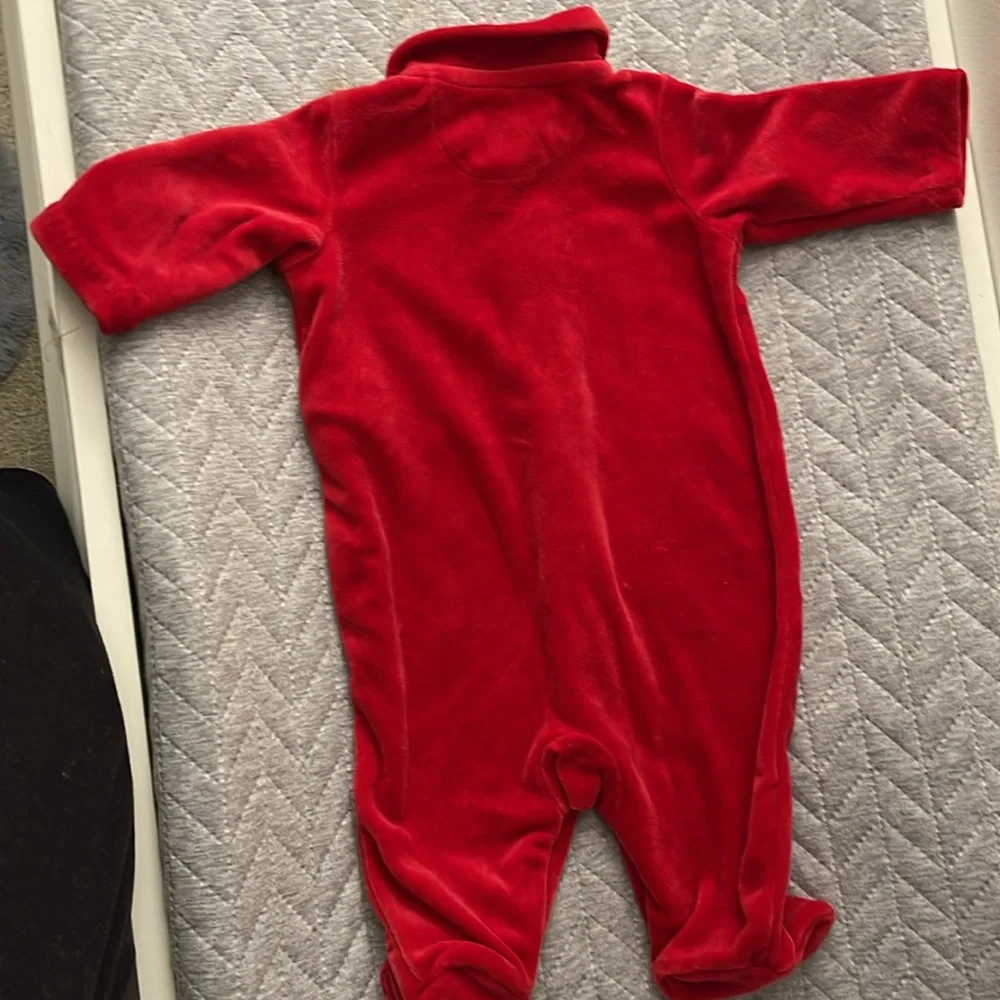 Ralph Lauren Red Velvet Baby One-Piece Footed Sleeper